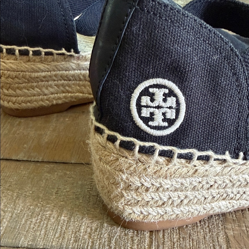 Tory Burch Navy Espadrille Wedges